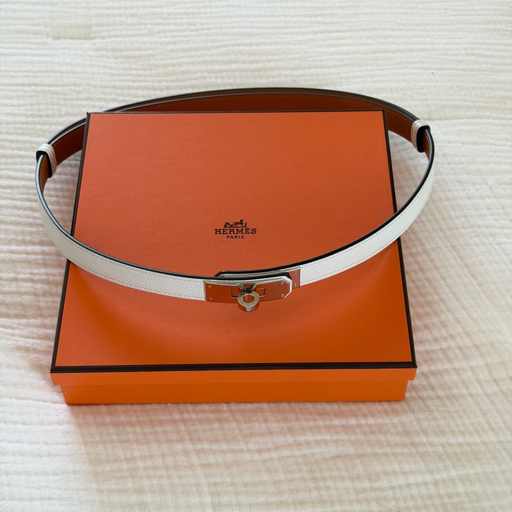 Hermes White Kelly Belt New